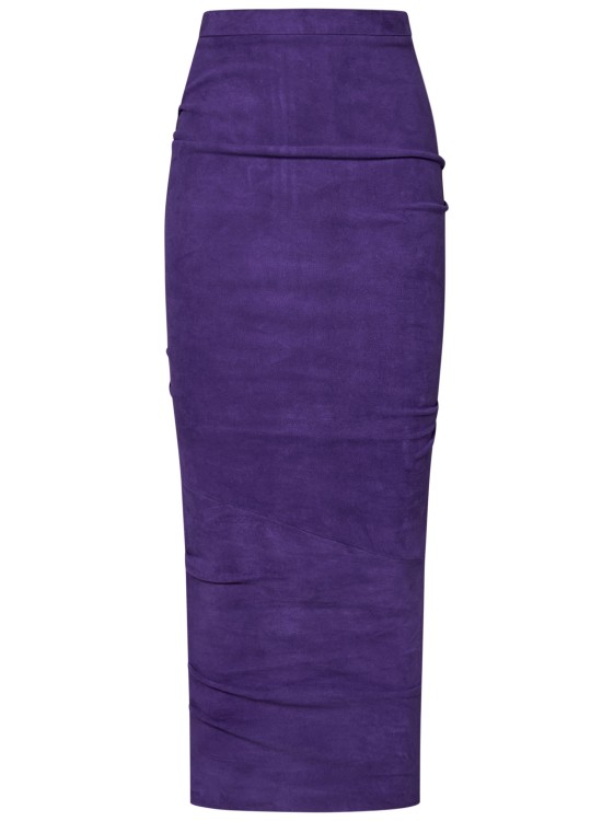 Laquan Smith Purple Suede Pencil Skirt
