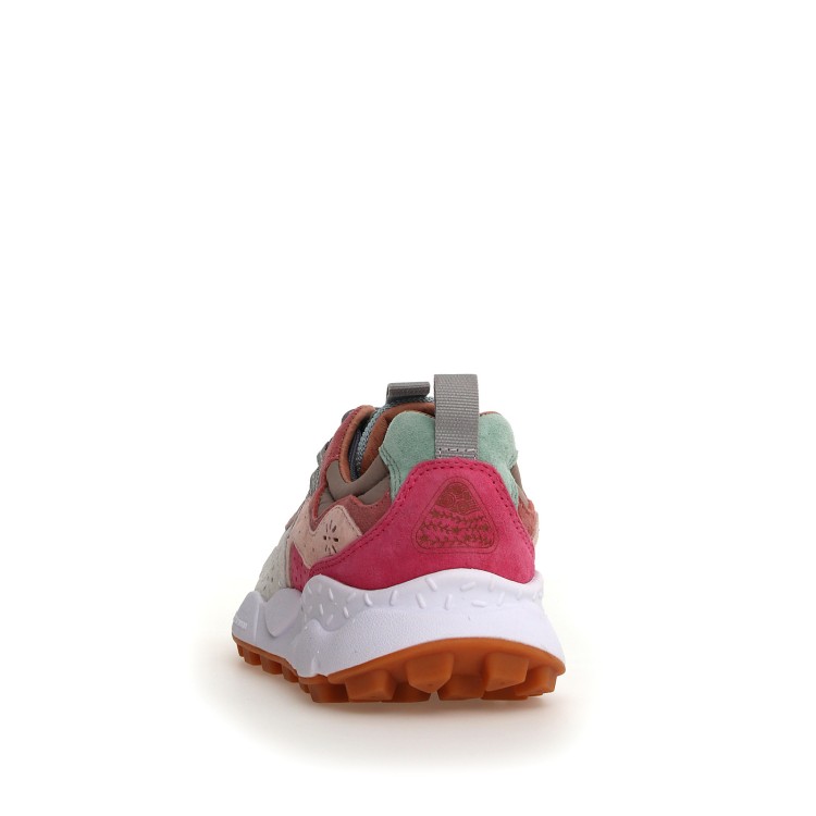 Shop Flower Mountain Taupe Pink Yamano Sneakers And Fuxia Suede Top