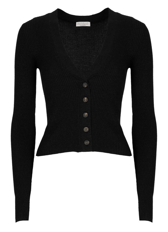 Brunello Cucinelli Cashmere And Silk Cardigan In Black