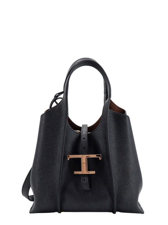 Shop Tod's Leather Shoulder Bag With T Timeless Detail In Black
