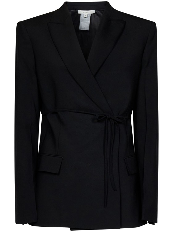 Nensi Dojaka Wool Twill Breasted Blazer In Black
