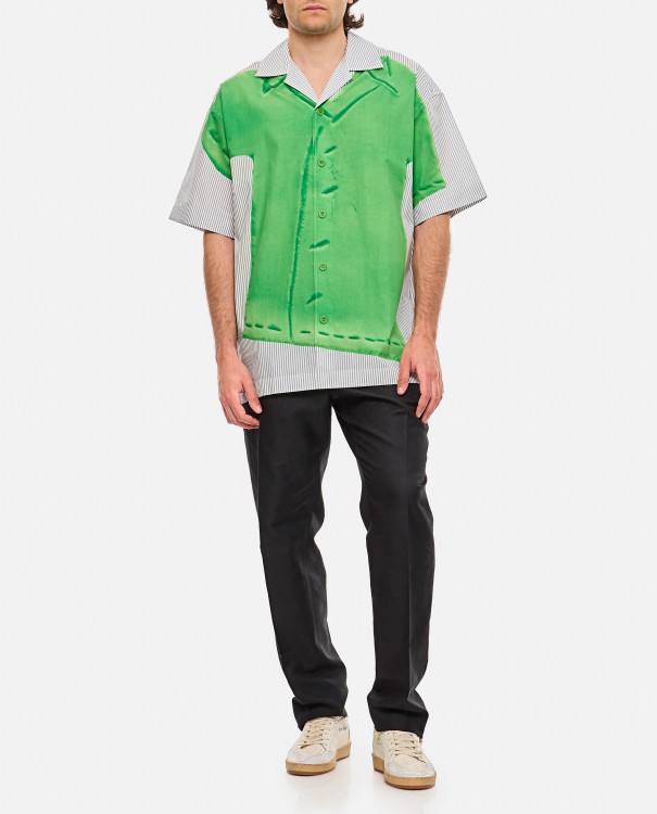 Shop Jw Anderson Trompe L'oeil Print Short Sleeve Shirt In Green