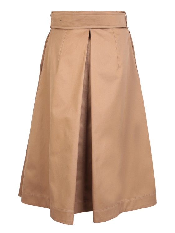 Shop Burberry Flared-cut Cotton Midi Skirt In Brown
