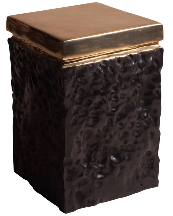 Unknown Bronze Hand Casted Side Table Or Stool By Studio Goldwood In Not Applicable