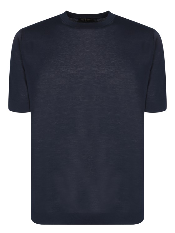 Shop Dell'oglio Short Sleeve T-shirt Made From Cotton Crepe. Uniform Blue Color. Crew Neck. In Black