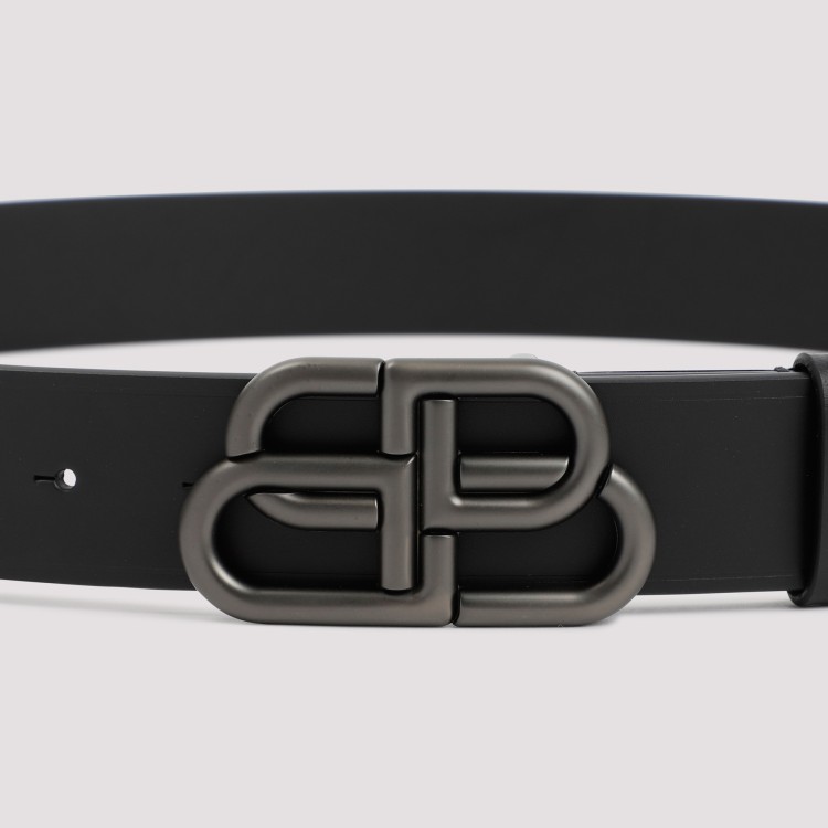 Balenciaga Black Bb Leather Belt In Black