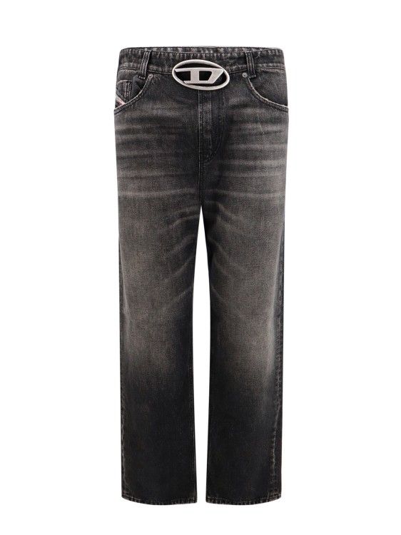 Shop Diesel Cotton Trouser With Metal Oval-d Logo In Black