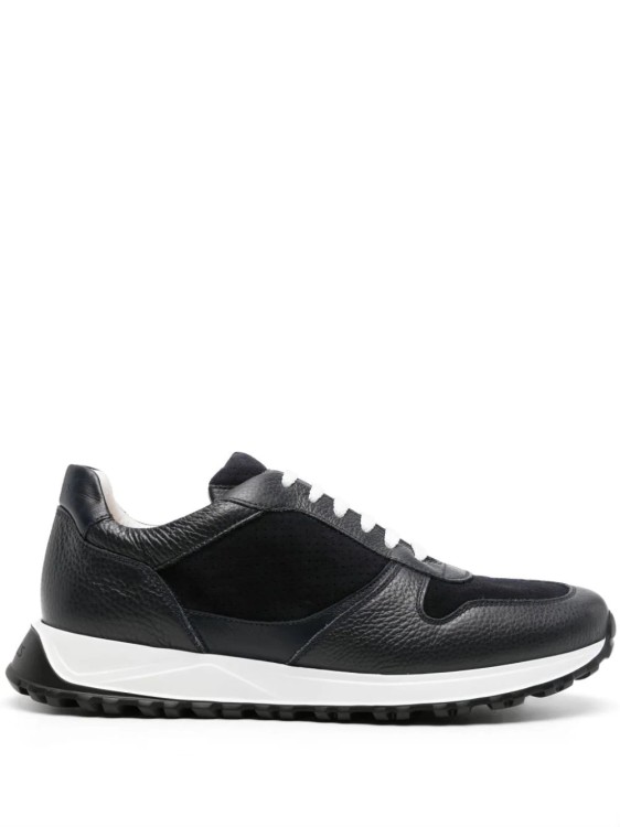 Shop Doucal's Round-toe Panelled Sneakers In Black