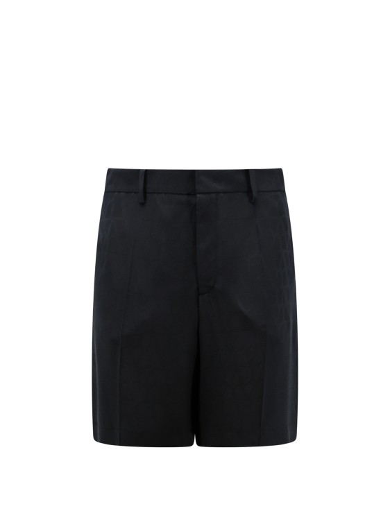 Valentino Silk Bermuda Shorts With Toile Iconographe Motif In Black