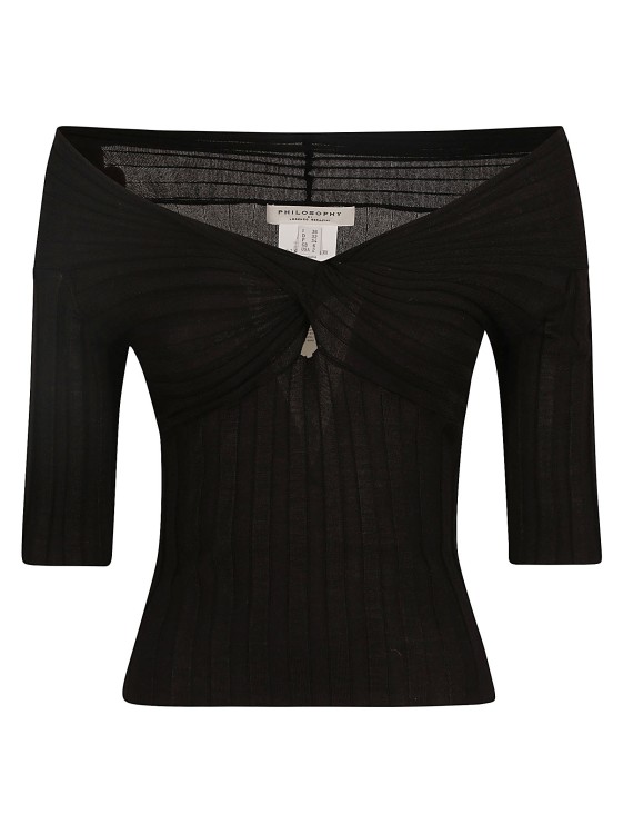 Shop Philosophy Di Lorenzo Serafini Ribbed Knit Semi-sheer Top In Black