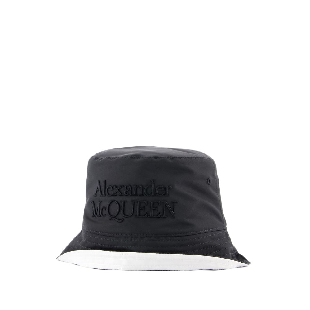 Alexander Mcqueen Low Rever Bucket Hat In Black