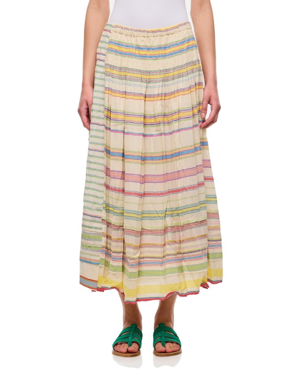 Shop Injiri Cotton Striped Midi Skirt In Yellow