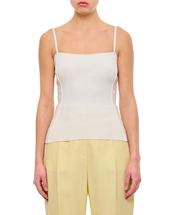 Shop Jacquemus Ribbed Knit Top In Neutrals
