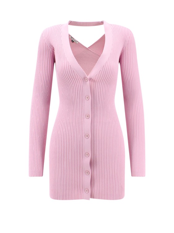 Krizia Viscose Cardigan With Ribbed Pattern In Pink