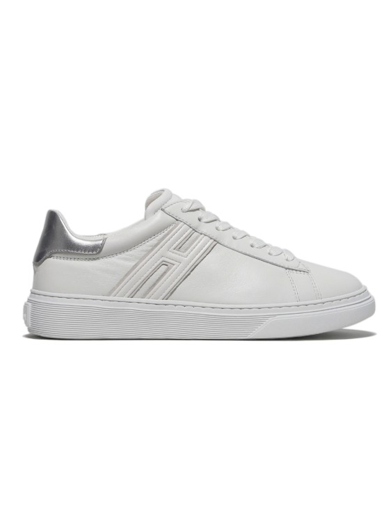 Hogan Sneaker In White Leather And Spur In Silver Laminated Leather
