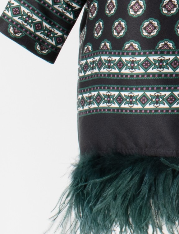 Shop Ermanno Scervino Viscose Dress With Ostrich Feather Hem In Black