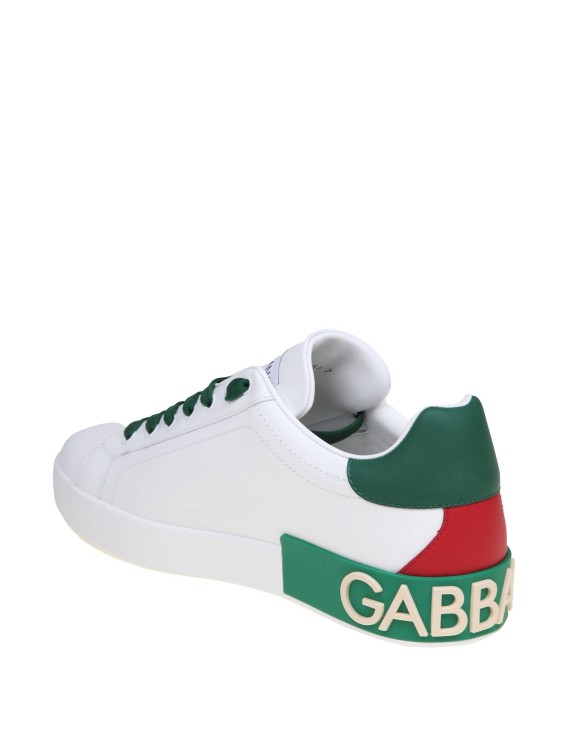 Shop Dolce & Gabbana Portofino Leather Sneakers With Dg Logo In White