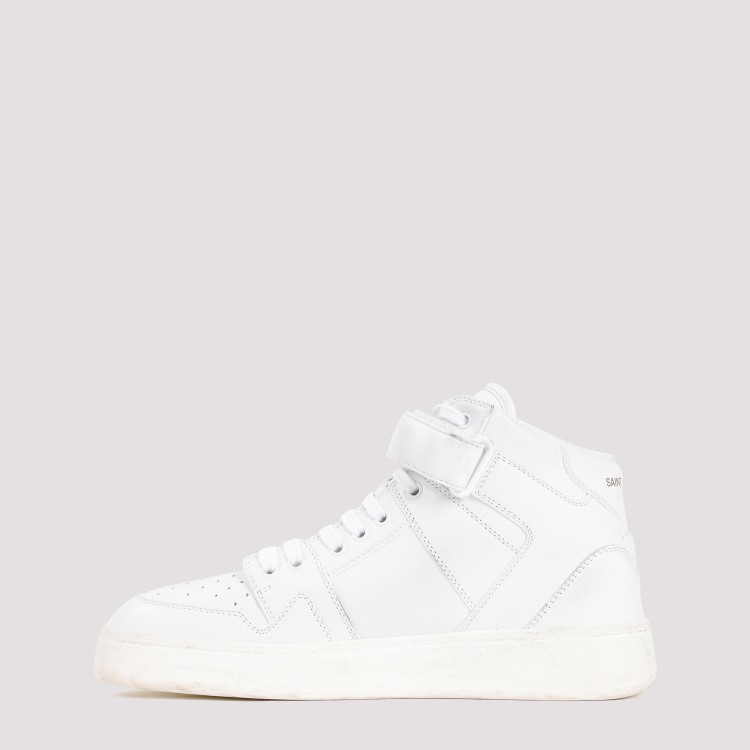 Shop Saint Laurent Optical White Leather Jefferson Sneakers