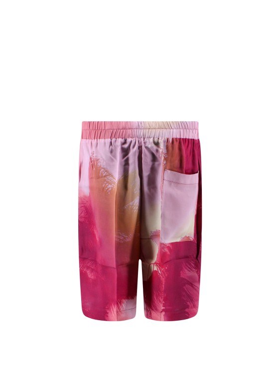 Shop Laneus Viscose Bermuda Shorts With All-over Print In Pink