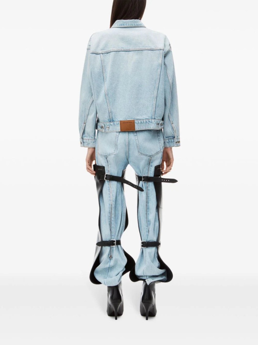 Alexander Wang Falling Back Denim Jacket With Print In Grey