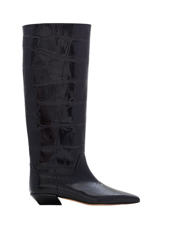 Paris Texas Embossed Croco Leather Bettina Boots In Black