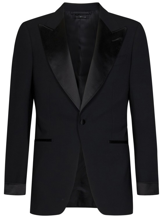 Shop Tom Ford Black Wool Tuxedo Suit