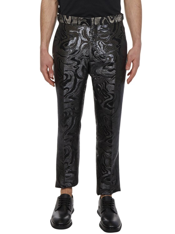 Shop Tom Ford Black Suit With Abstract Metallic Fiber Pattern