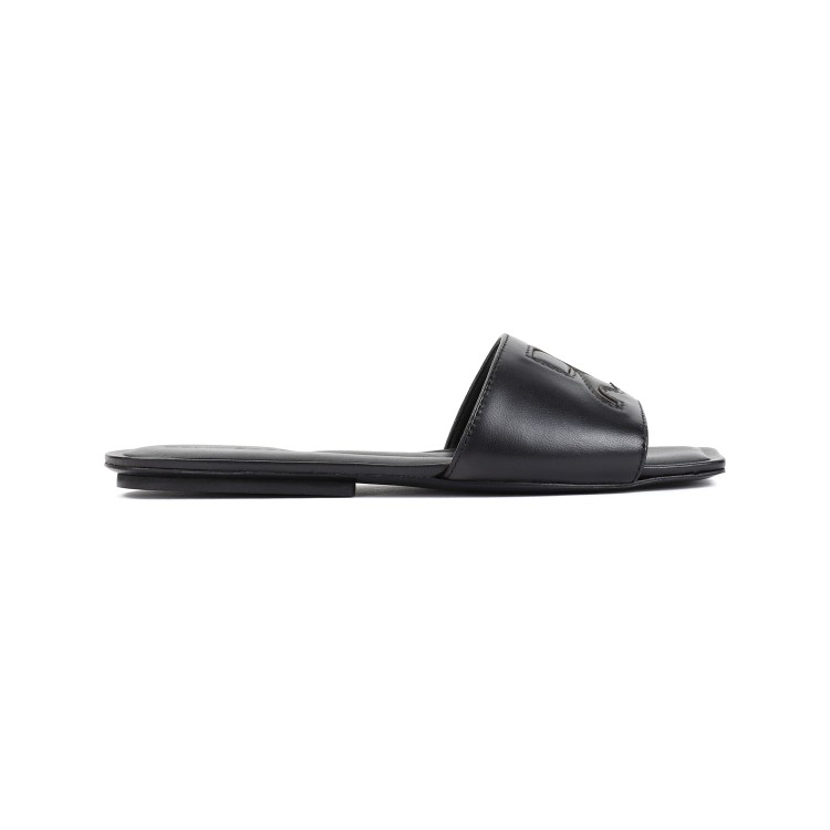 Shop Courrèges Black Leather Ac Slides Sandal