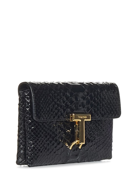 Shop Tom Ford Black Stamped Python Calfskin Monarch Mini Shoulder Bag