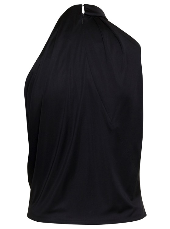Shop Versace Black Halterneck Top With Diagonal Cut-out In Viscose