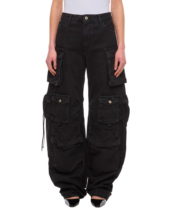 Shop Attico Fern Denim Cargo Trousers In Black