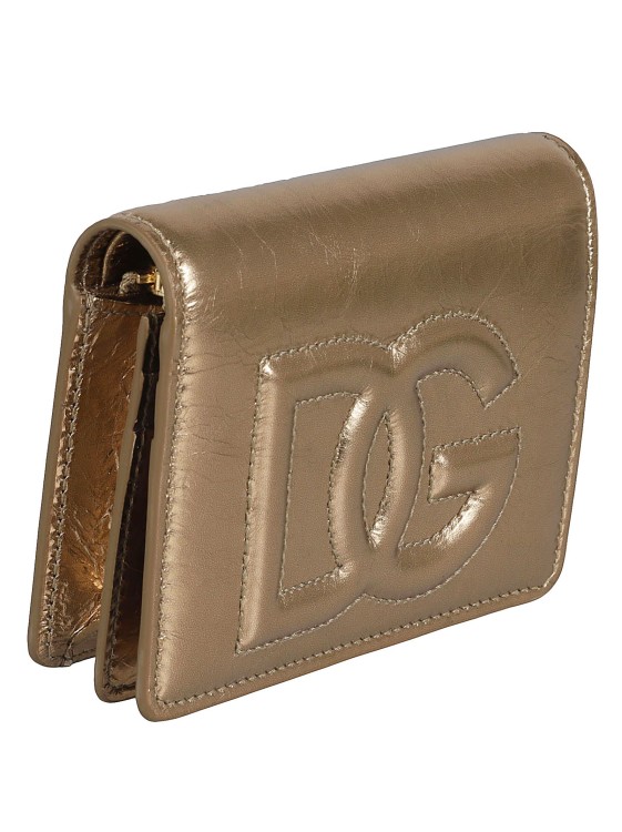 Shop Dolce & Gabbana Dg Logo Gold-tone Leather Wallet In Neutrals