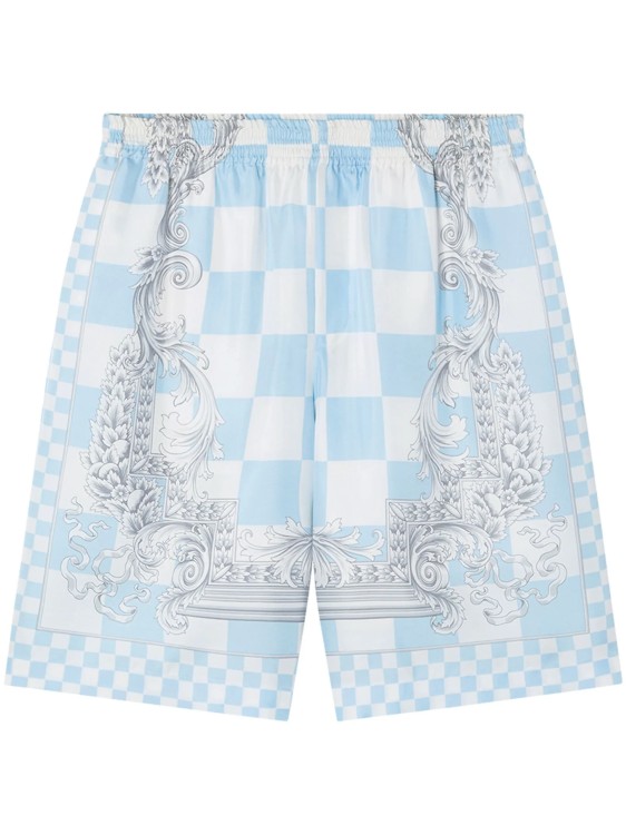 Versace Blue Barocco Checkerboard-print Shorts