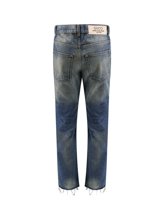 Shop Gucci Cotton Jeans With Logoed Label In Grey