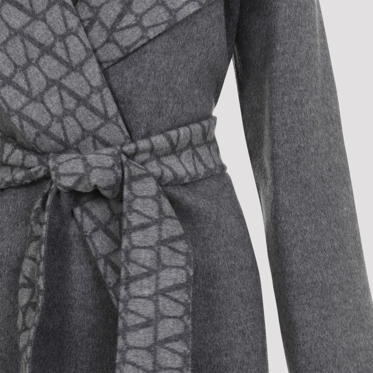 Valentino Reversible Toile Iconographe Coat In Grey
