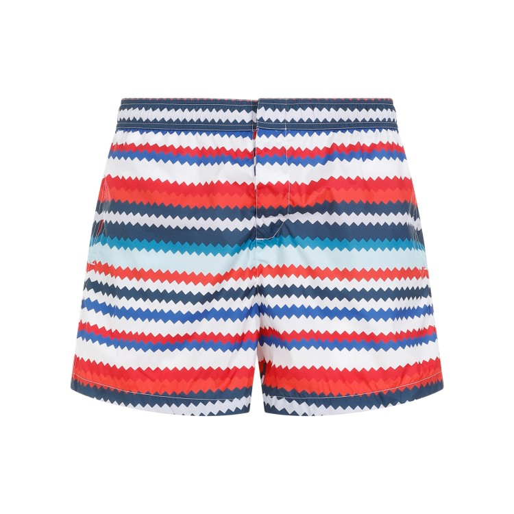Shop Missoni Multicolor Striped Chevron Swimshorts In White