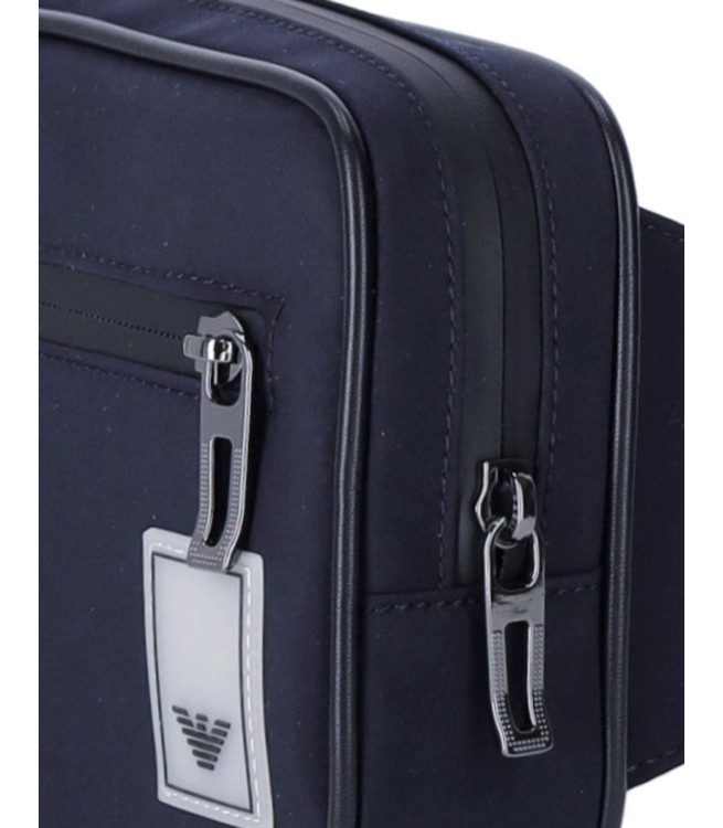 Shop Emporio Armani Travel Essential Navy Blue Belt Bag