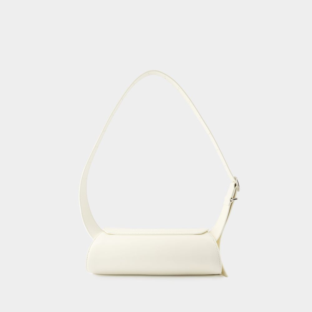 Jil Sander Small Leather Shoulder Bag With Adjustable Handle In White