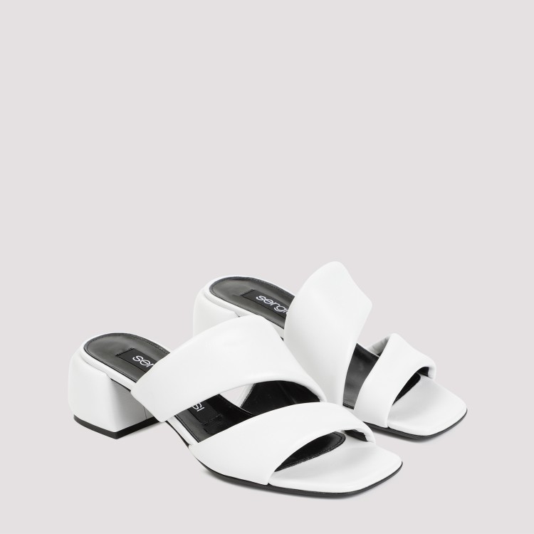 Shop Sergio Rossi White Nappa Leather Spongy 45 Sandals