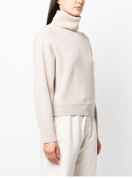 Brunello Cucinelli High-neck Knitwear In Luxurious Wool-cashmere-silk Blend In Neutral
