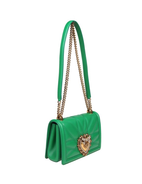 Shop Dolce & Gabbana Medium Devotion Bag In Green Matelassé Nappa