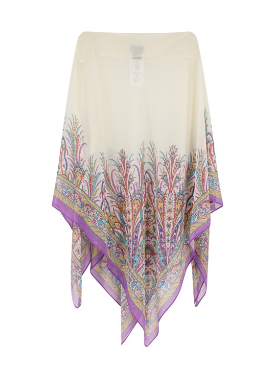 Etro Voile Cape With Iconic Print In Neutral