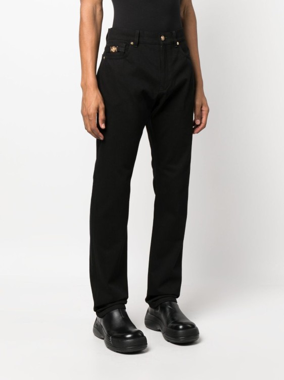Shop Versace Mid-rise Straight-leg Jeans In Black