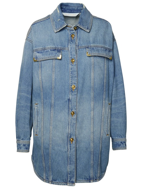 Palm Angels Distressed Logo Jacket Featuring Pockets In Blue