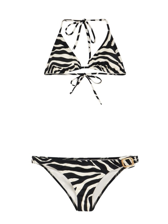 Shop Tom Ford Lycra Bikini With Zebra-striped Print In Neutrals