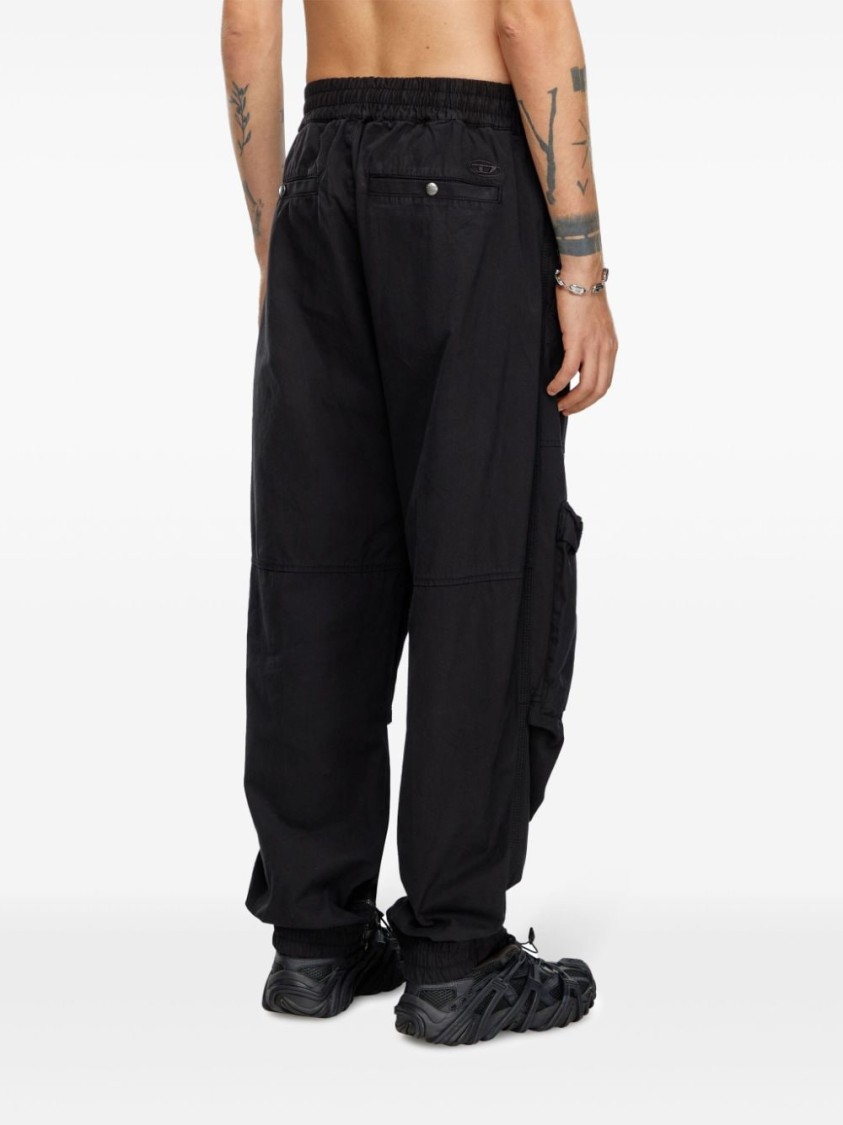 Shop Diesel Utility Cargo Trousers With Adjustable Waistband And Multiple Pockets In Black