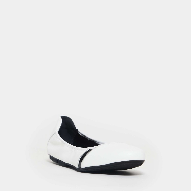 Shop Hogan White Leather Ballet Flat With Black Insert