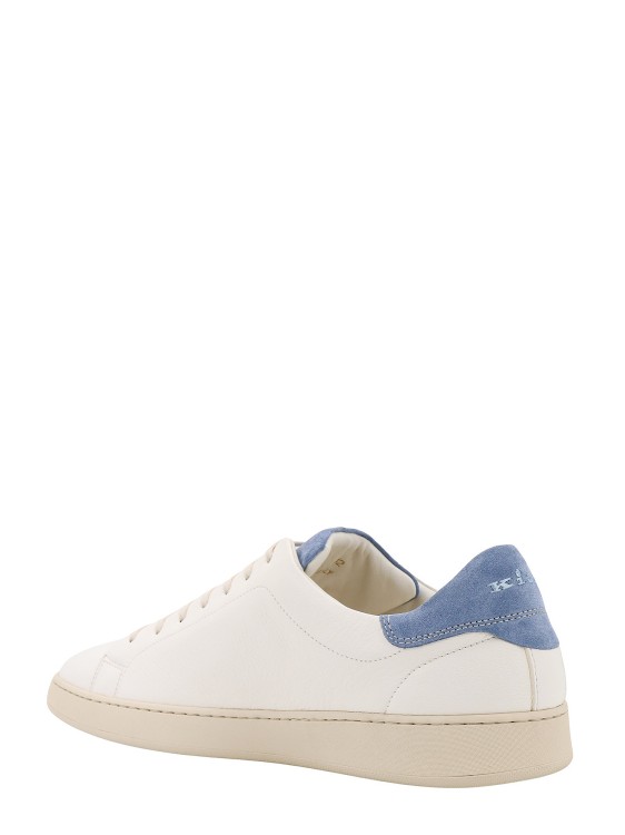 Shop Kiton Leather Sneakers With Logo Engraving In White