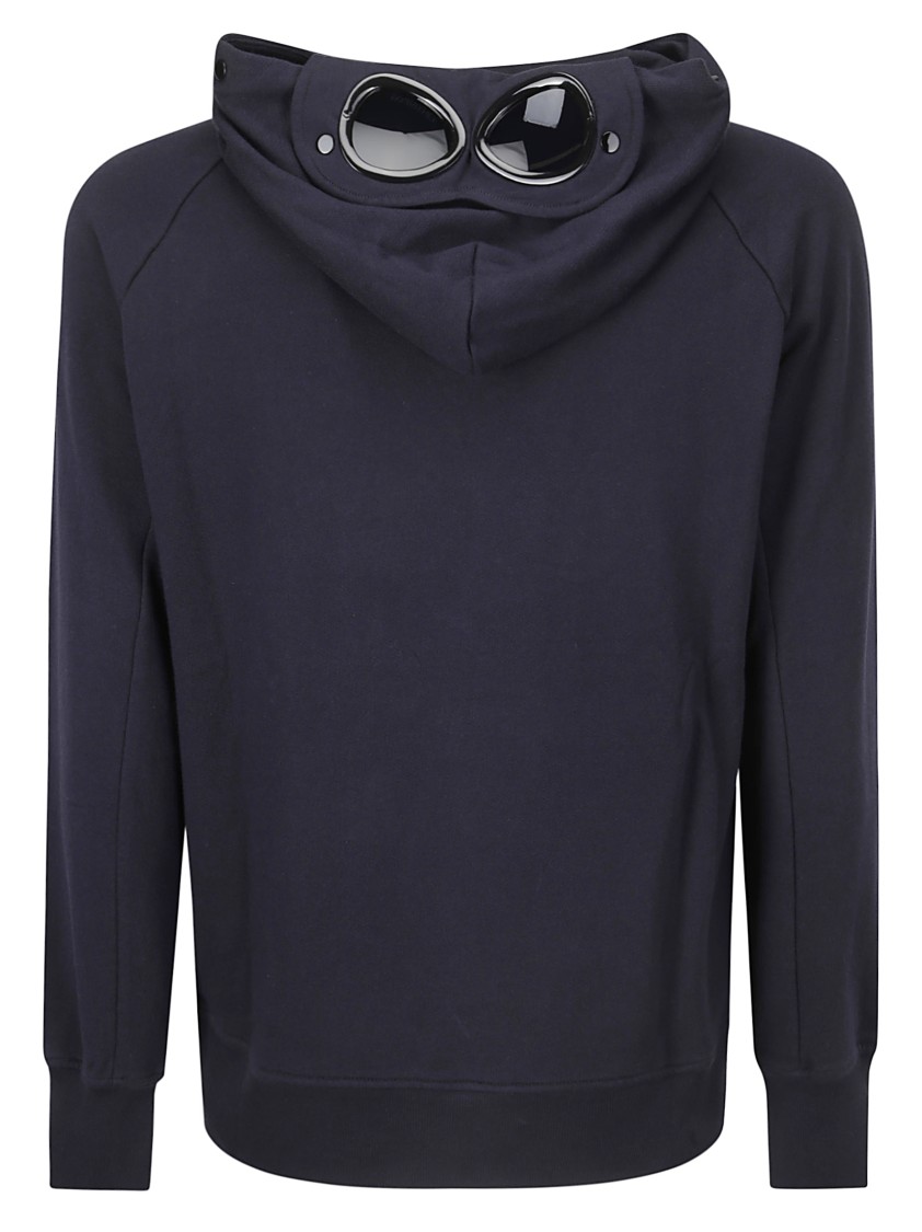 C.p. Company Diagonal Raised Fleece Goggle Hooded Sweatshirt In Black