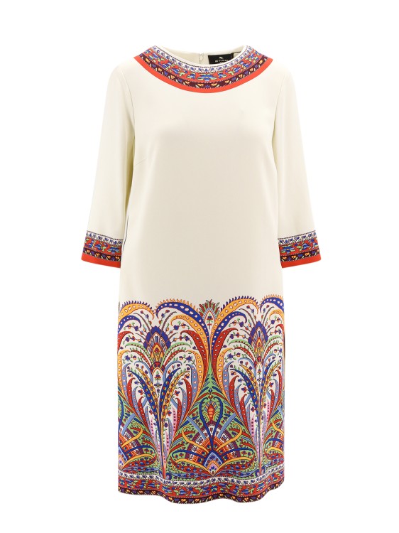Shop Etro Viscose Dress With Iconic Print Detail In Neutrals